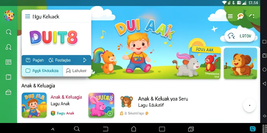 Antarmuka ramah pengguna aplikasi DUIT8 yang menarik bagi anak-anak.