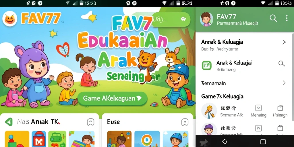 Antarmuka utama FAV77 dengan permainan edukatif yang menarik.