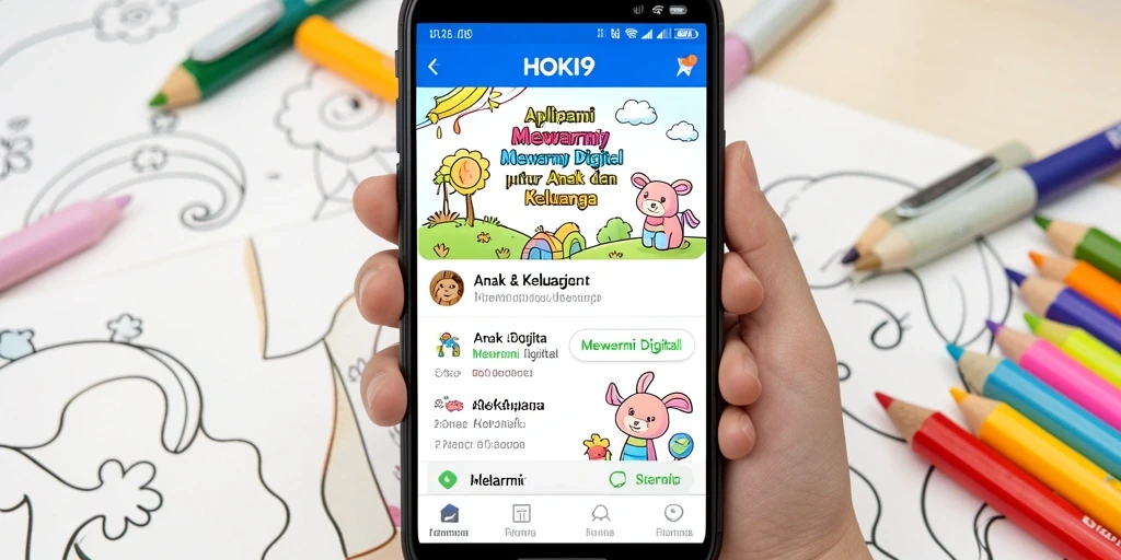 Tampilan antarmuka HOKI9 saat anak mewarnai.