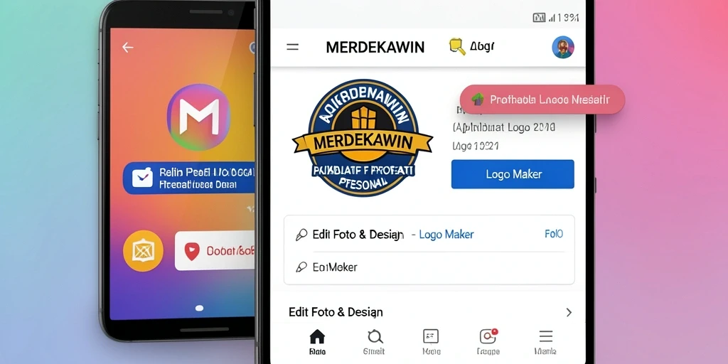 Tampilan antarmuka MERDEKAWIN yang menarik untuk membuat logo.