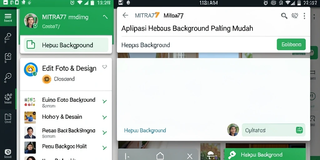 Antarmuka MITRA77 yang sederhana untuk menghapus latar belakang gambar.