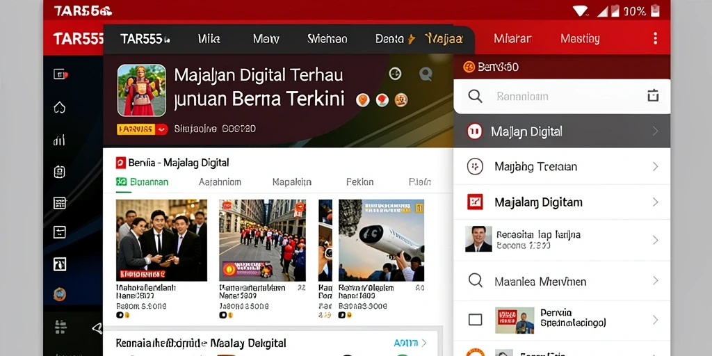 Tampilan antarmuka aplikasi Majalah Digital TAR555 yang menarik dan informatif.